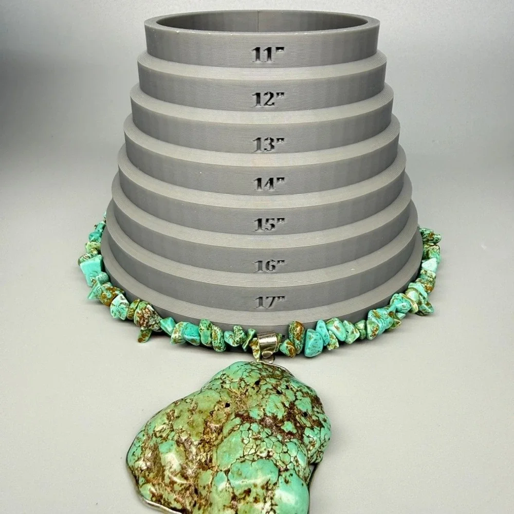 Large Chunky Turquoise Nugget and Chip Pendant Necklace 18